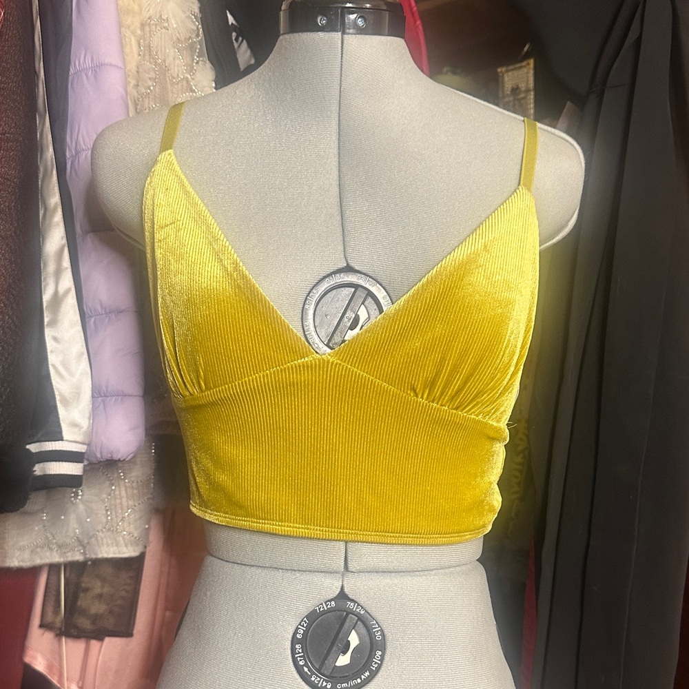 Green-yellow Velvet Women's Top